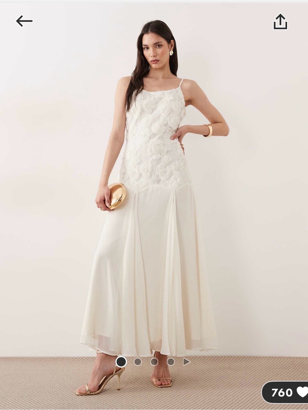 ASOS Cream Lace Bodice Spaghetti Strap Maxi Dress